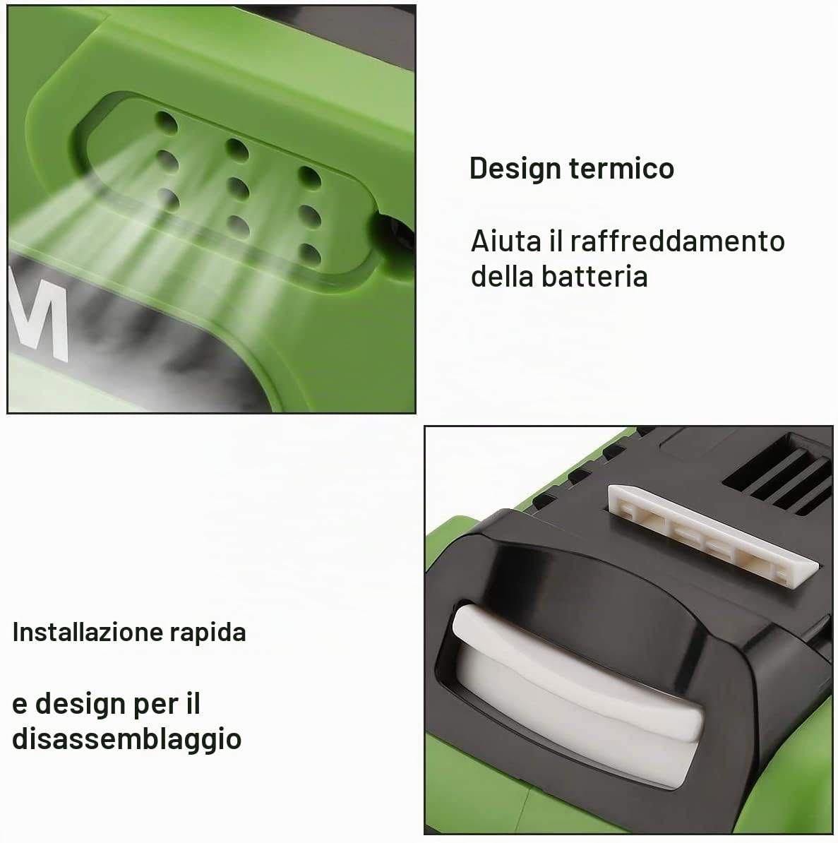 Batteria di ricambio da 40 V per Greenworks 40 V 2,0 Ah compatibile con tutti gli utensili elettrici G-MAX 40V G40B2 G40B4 G40B5 G40B25 29462 29472 20202 20302 25312 25322 (capacità effettiva)