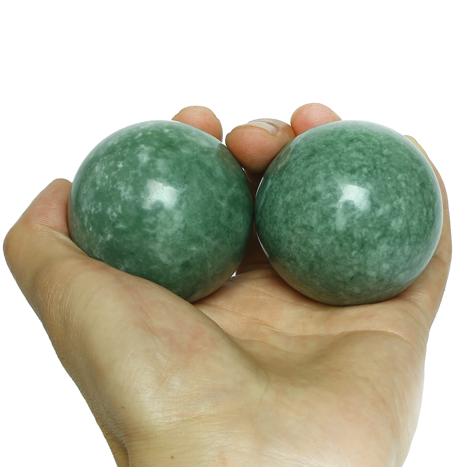 STCREE 5cm Exercise Handballs Soild Marble Chinese Baoding Balls Dark Green Massage Stress Health Meditation Balls for Hand Therapy Dark Green with No Chimes TQGJST16 - Image 4
