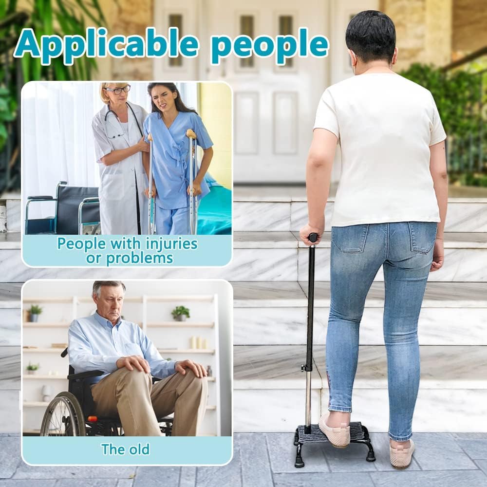 Bastone da arrampicata per scale a mezzo gradino, aiuto per gli anziani, bastoni da passeggio a 4 rebbi, base quadrupla, supporto regolabile per salire e scendere le scale, dispositivi di assistenza