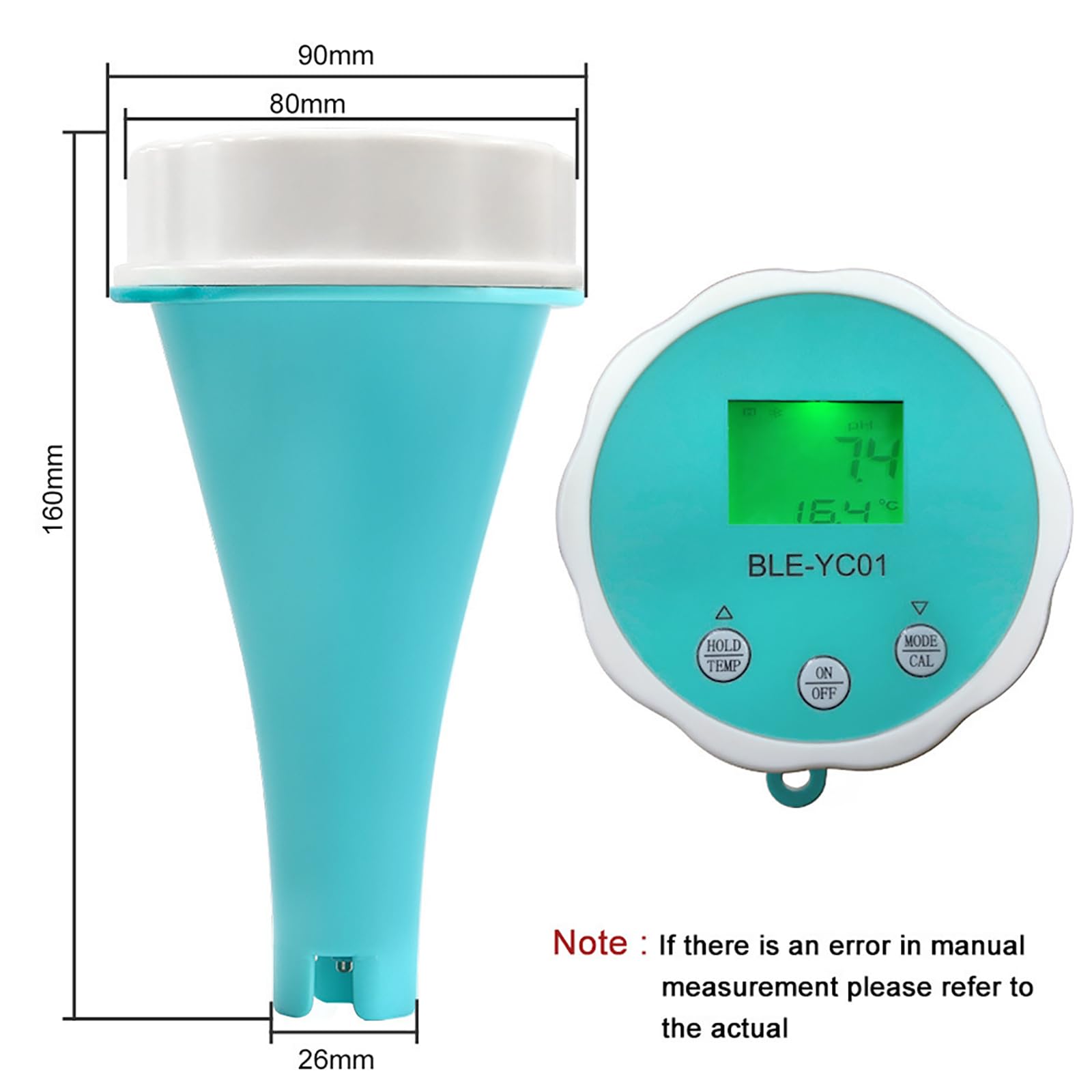 Medidor De Agua para Piscinas Bluetooth 6 En 1, Medidor De Cloro Flotante Bluetooth, Medición De Ph, EC, Orp, Cloro, Salinidad Y Temperatura, para Piscinas, Spas E Hidroponía.