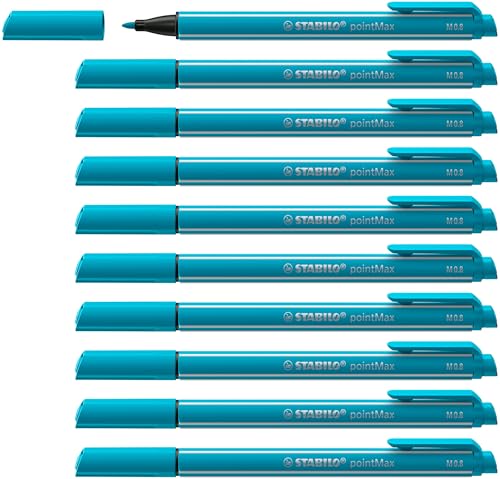 STABILO PointMax Filzschreiber – 10er Pack Preußischblau, 0,8 Mm Nylonspitze, Für Schreiben & Skizzieren