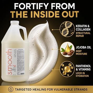 KERAGEN Sulfate-Free Smoothing Shampoo Keratin, Collagen, Panthenol & Jojoba Oil for Color-Treated & Damaged Hair | Salon Backbar & Family Use | Made in USA | 128 oz