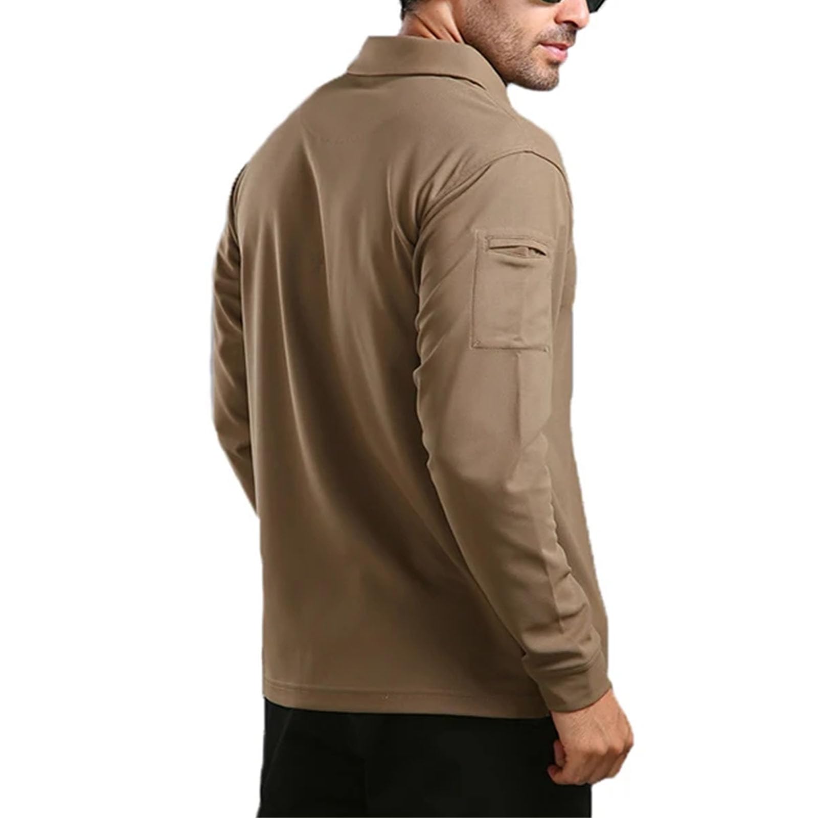 Herren Langarm Poloshirt Atmungsaktiv Casual Langarm T-Shirts