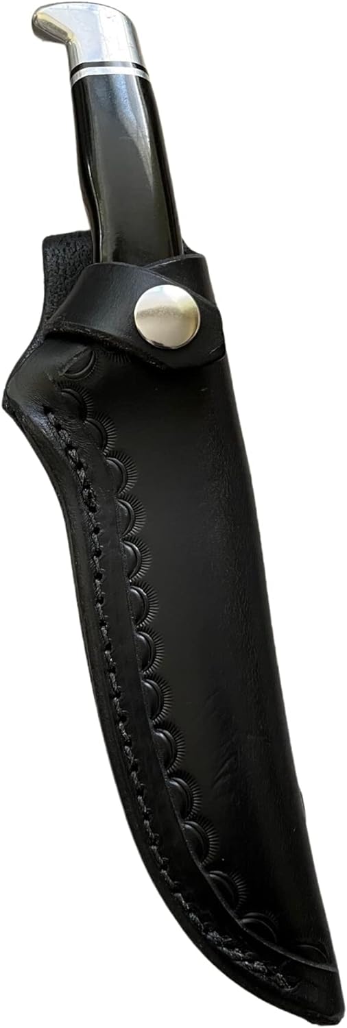Custom Leather Right Hand Knife Sheath Fits Buck 105 or Schrade Golden Spike Knife, Fixed Blade Knife Holder, Black