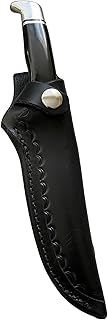 Custom Leather Right Hand Knife Sheath Fits Buck 105 or Schrade Golden Spike Knife, Fixed Blade Knife Holder, Black - Carl Thomas Leathers