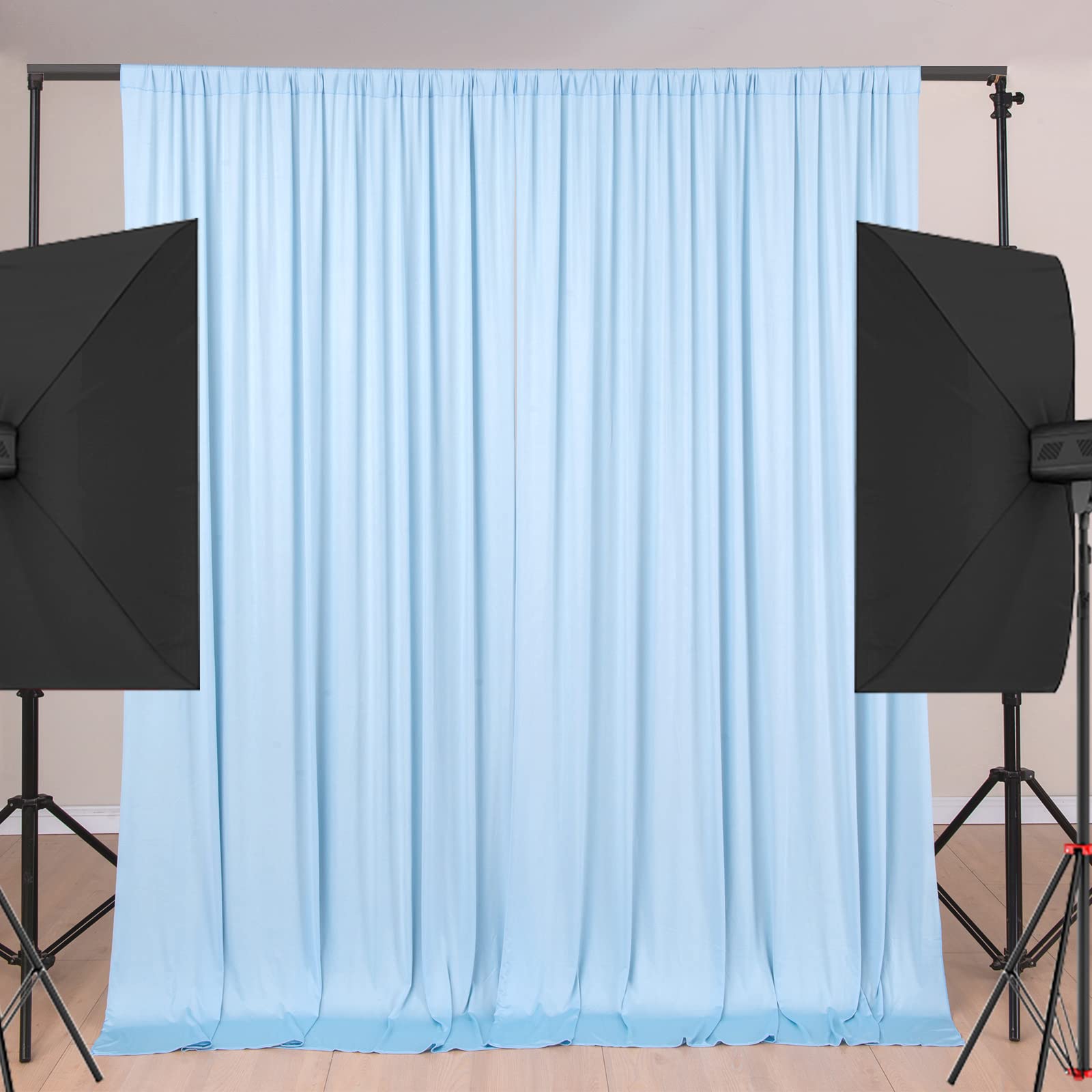 10ft×9ft Wrinkle Free Baby Blue Backdrop Curtains for Parties, Thick Fabric Photo Backdrop Drapes for Wedding Birthday Baby Shower Gender Reveal
