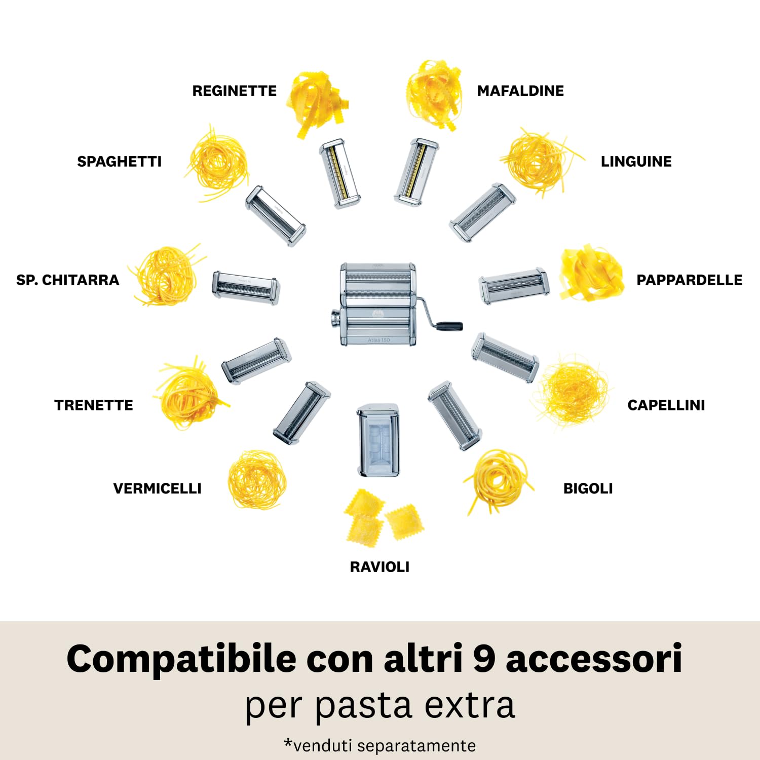 Marcato GS-PASTASET Macchina per Pasta Manuale Acciaio Cromato Argento