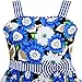 Sunny Fashion HT32 Girls Dress Sleeveless Flower Pattern Bow Tie Striped Trim Size 6 Blue