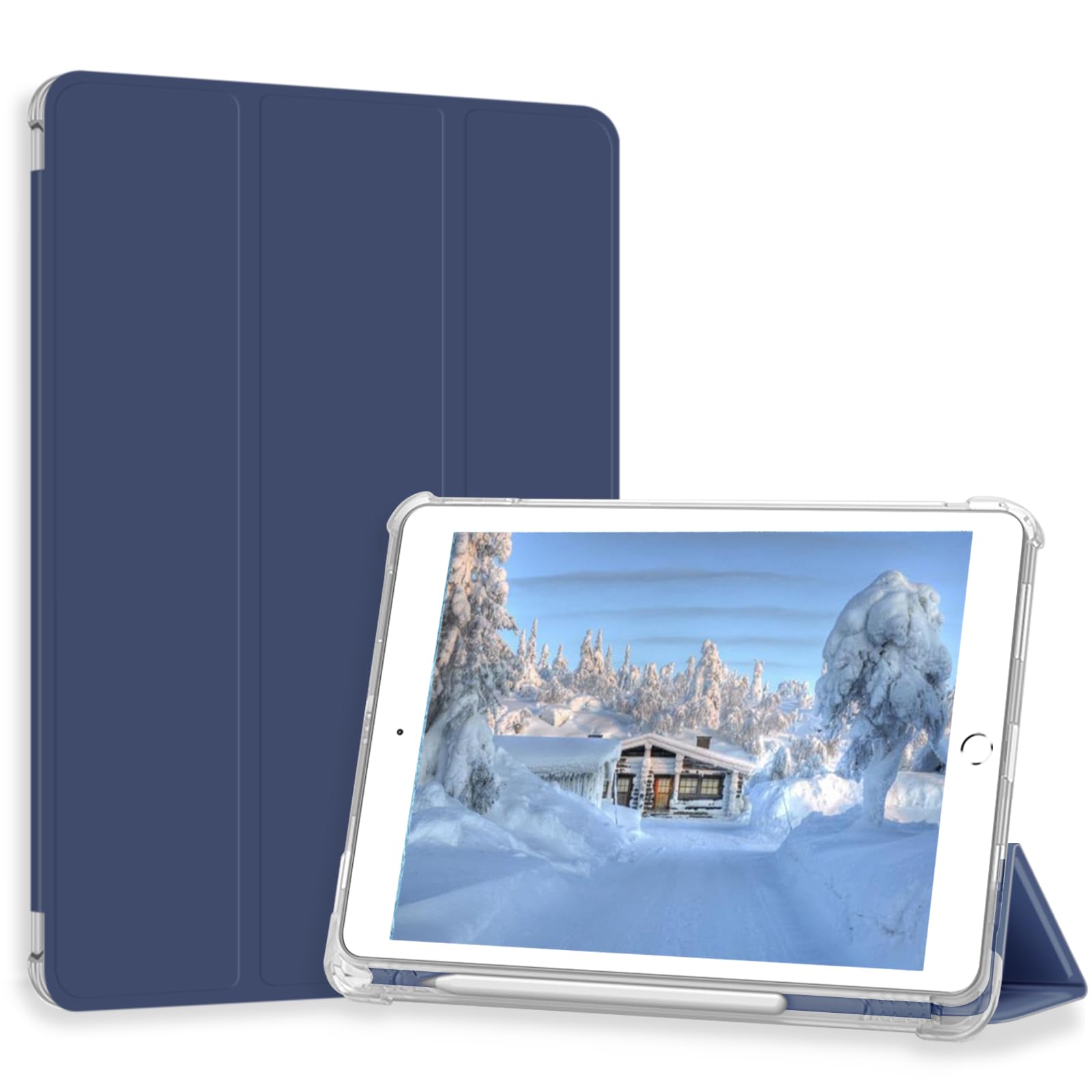Case for iPad Pro 9.7 2016(Old Model), Lightweight Slim Auto Sleep/Wake Trifold Stand Smart Cover, Soft TPU Frosted Translucent Back Pencil Holder Case for iPad Pro 9.7 Inch, Navy Blue