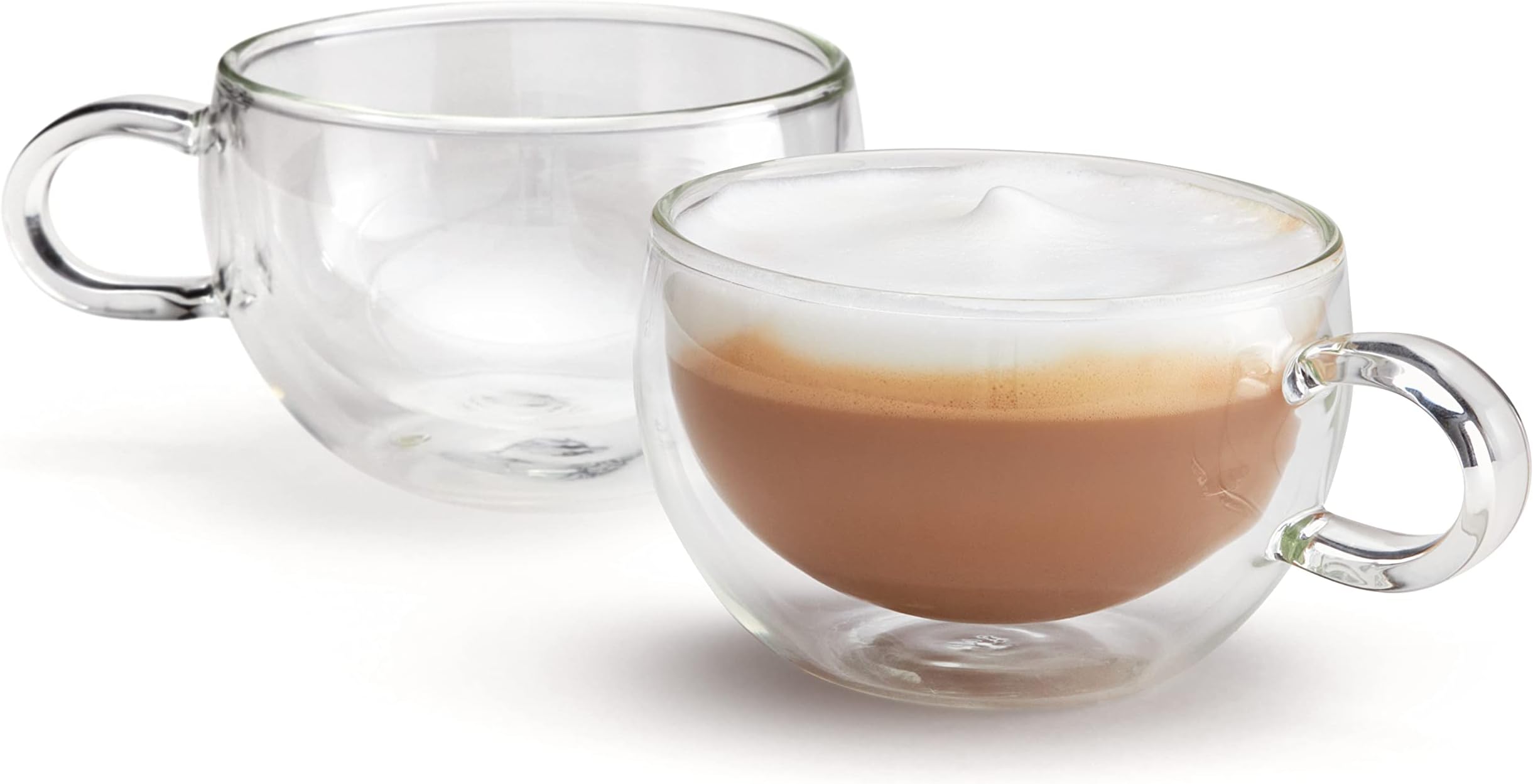 Judge Duo Form JDG62 Set of 2 Cappuccino Glass Coffee Cups with Handle, Hollow Vacuum Sealed, Heat Resistant, Dishwasher Safe, 250ml Cappuccino Cup