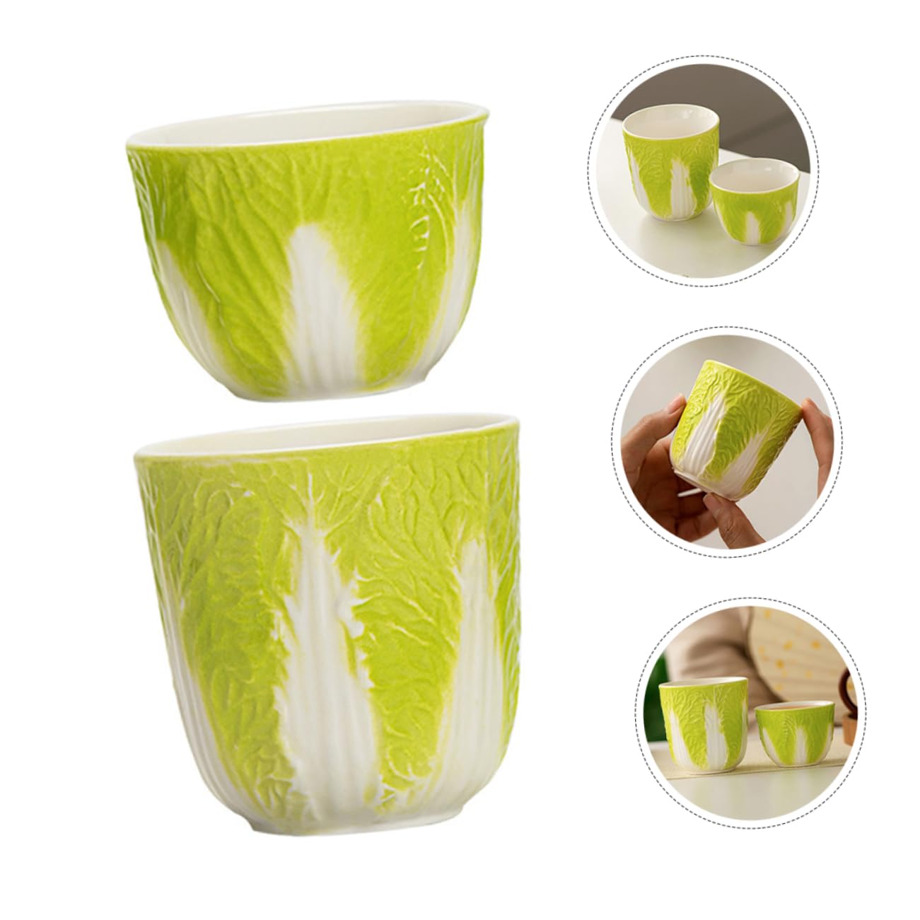 2kawałki Ceramicznych Filiżanek Do Herbaty Wzór Kapusty Porcelanowy Kubek Do Picia Idealny Biura i Funkcjonalne Akcesoria Herbaty