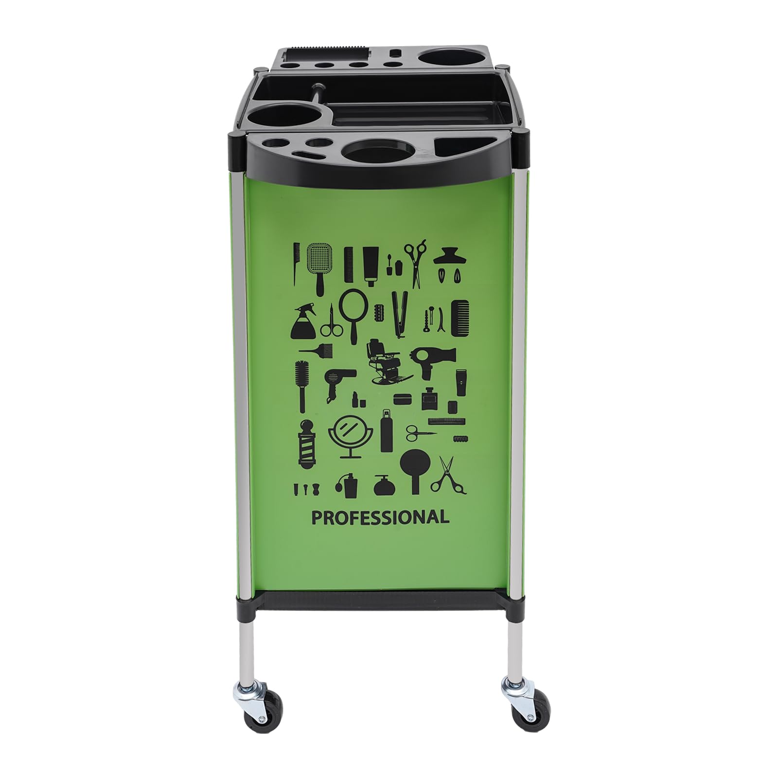 WooDerson Friseurwagen, Friseurwagen mit 4 Schubladen und Rollen, Friseur Zubehör, Beauty Salon Trolley für Stylist Friseur Haarstyling SPA (Grün)