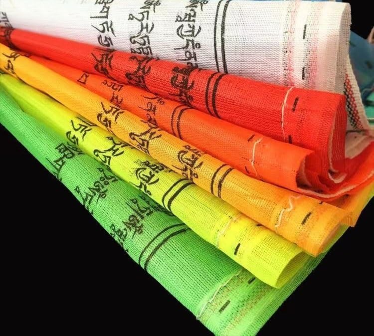 Tibetisch-buddhistische Gebetsfahnen, Gebetsdekoration, Dreiecksbanner, tibetisches buntes Seidenbanner, Fengmaqi Long Da-Wimpel, 6,5 Meter, 25 Seiten, Flaggen (Color : 10 pcs)