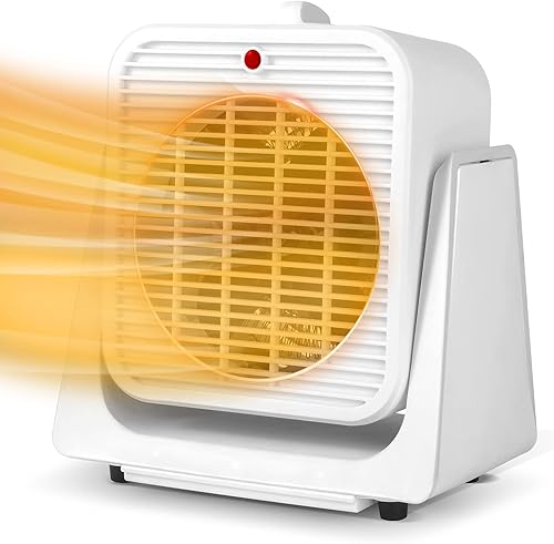 Combo de calentador y ventilador para escritorio, ventilador de calentador 2 en 1 con calentamiento rápido y modos de ventilador, ángulo ajustable