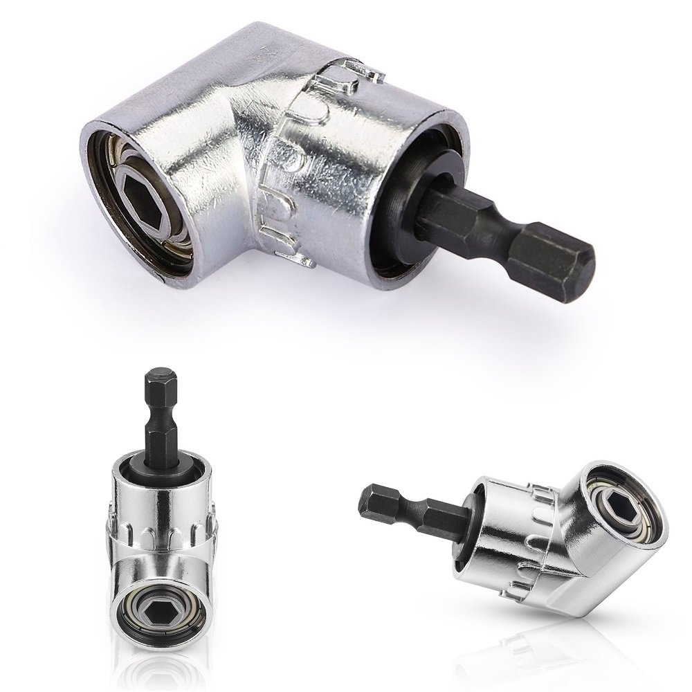 Right Angle Drill, Vakki 105 Degree Right Angle Driver Angle Extension Power Screwdriver Drill Attachment 1/4inch Hex Bit Socket Screwdriver Holder Adaptor for Tight Corner Workspace