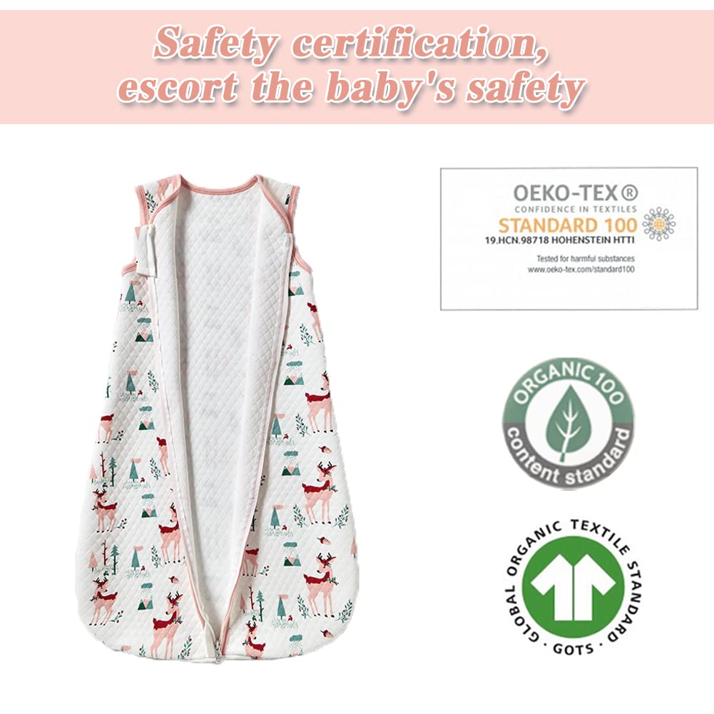 Fairy Baby Sacco Nanna per Neonati 1.0 Tog Sacco a Pelo Senza Maniche per Neonato Bambino Bambina Morbido Cotone Traspirante Swaddle