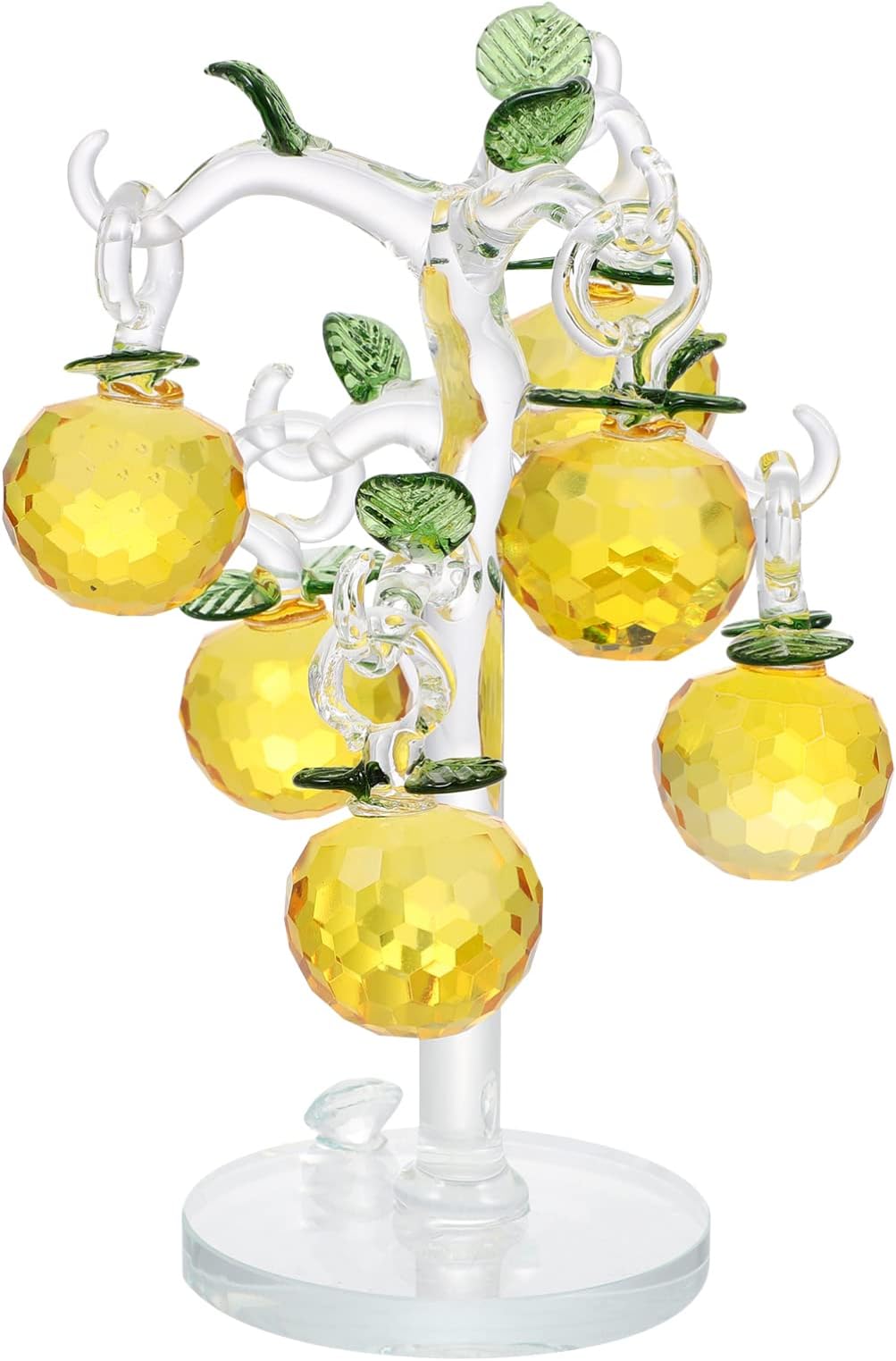 MAGICLULUCrystal Apples Tree Artificial Yellow Apples Tree Figurine Mini Crystal Plant Statue with Base for Home Office Tabletop Dollhouse Decor