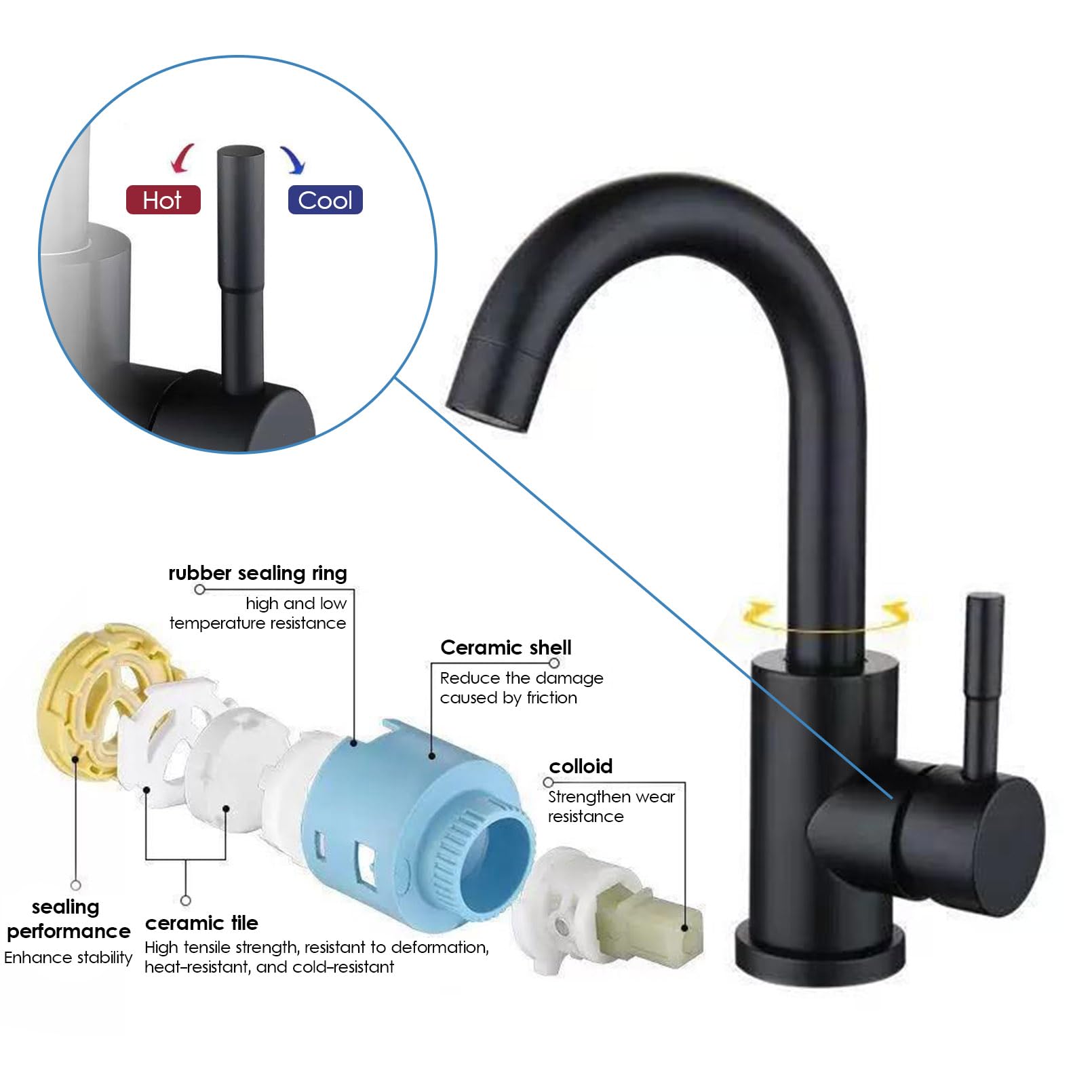 Lavello in Acciaio Inossidabile 68 cm Autoportante con Mobile Sottolavello | Rubinetto a Due Manopole per Acqua Calda/Fredda | Ripiano | Interno/Esterno | Commerciale & Residenziale | Cucina/Bagno