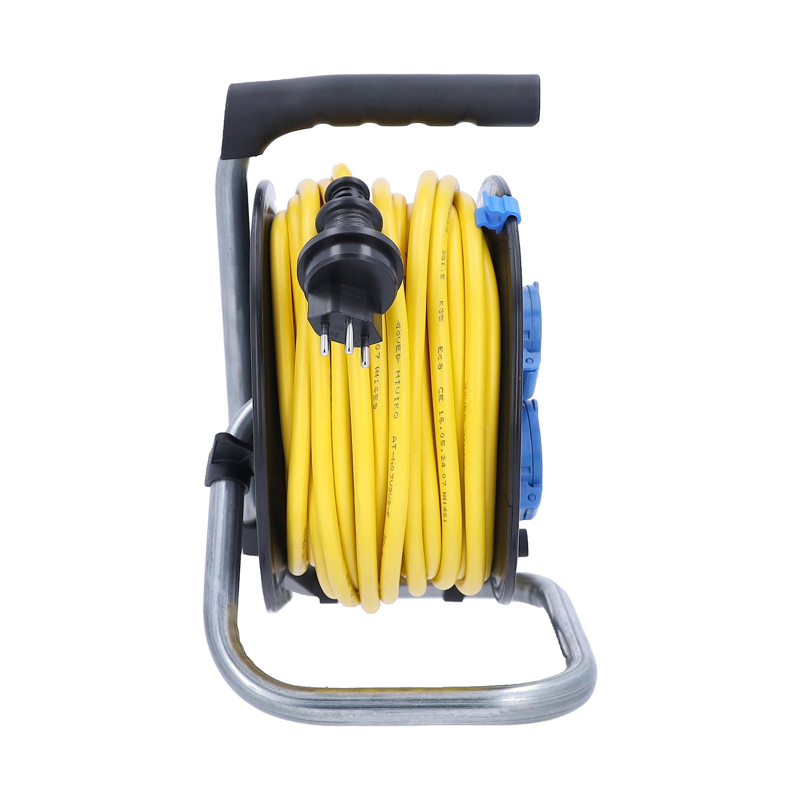 as - Schwabe avvolgicavo 50 m AT-N07V3V3-F 3G2,5, IP44 esterno, con spina SEV T13 IP55, 3 prese Tipo 13, interruttore termico di protezione, Made in Germany