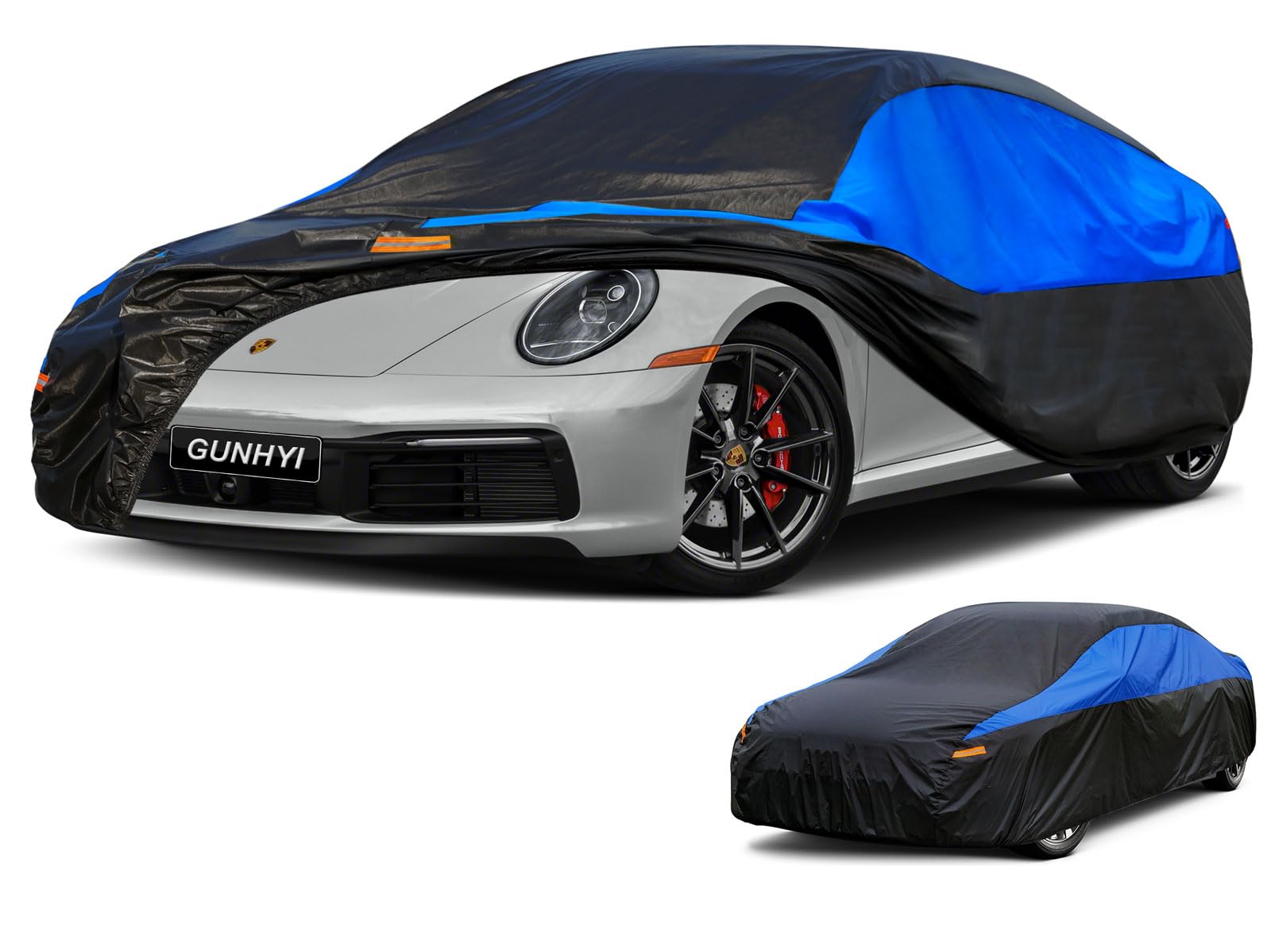 GUNHYI Autoabdeckung Wasserdicht und atmungsaktiv, Vollgarage Autoplane für Porsche 911, CLA, Model 3, BMW 2er, A Klasse, Corolla, Mazda 3 etc. Schutz vor Regen, Sonne und Staub. (450 zu 470 cm) 3L
