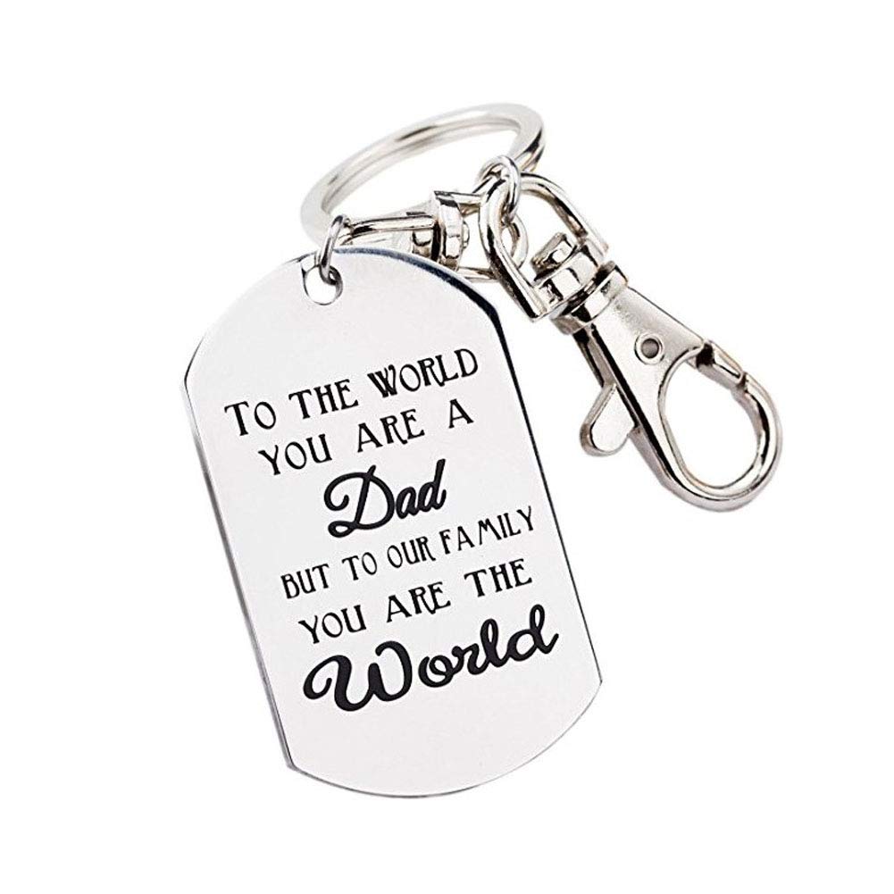 Grekywin Father's Day Keychain Birthday Gift for Daddy Papa, You Are the World