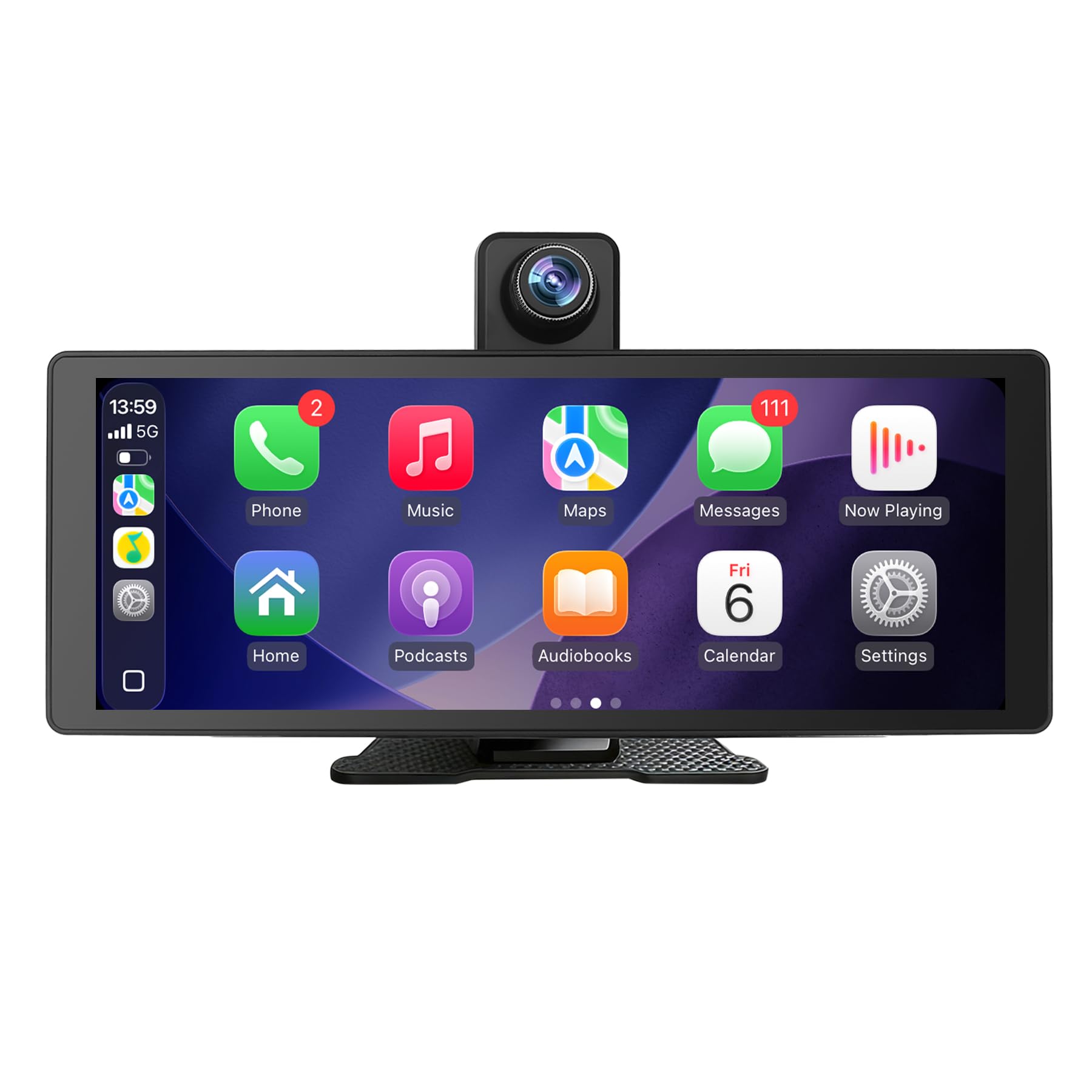10.26" Wireless Carplay & Android Auto Screen for Car - Portable Car Stereo with 1080P Adjustable Dash Cam Front | Mirror Link | FM Transmitter/AUX | Plug & Play (10.26, Inches)