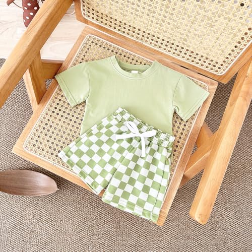 Image of 4 Piece Baby Boys' Clothing Sets Toddler Summer Outfits | Cotton Cute Baby Boy Summer Clothes, Short Sleeve Toddler T Shirts & Elastic Short Sets for Infant