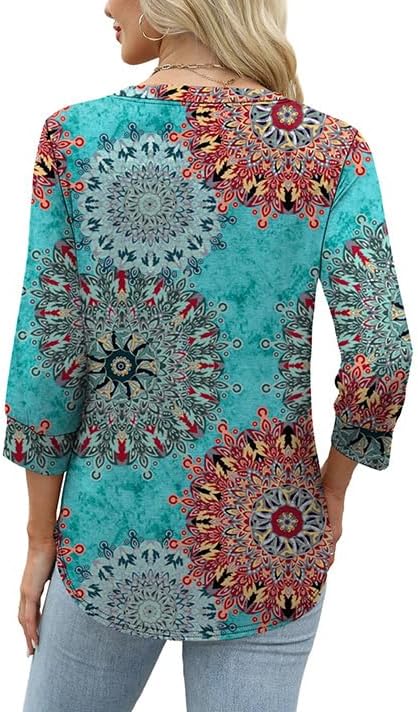 OFEEFAN Womens Tops 3/4 Sleeve Henley Shirts for Women Fall Fashion 2025 School Outfits for Teachers - Image 5