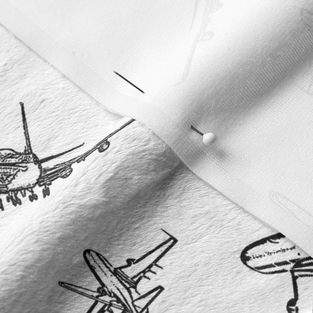 Spoonflower Fabric - Plane Small Airplane Pilot Boys Room Air Quilt Nursery Printed on Minky Fabric by The Yard - Sewing Baby Blankets Quilt Backing Plush