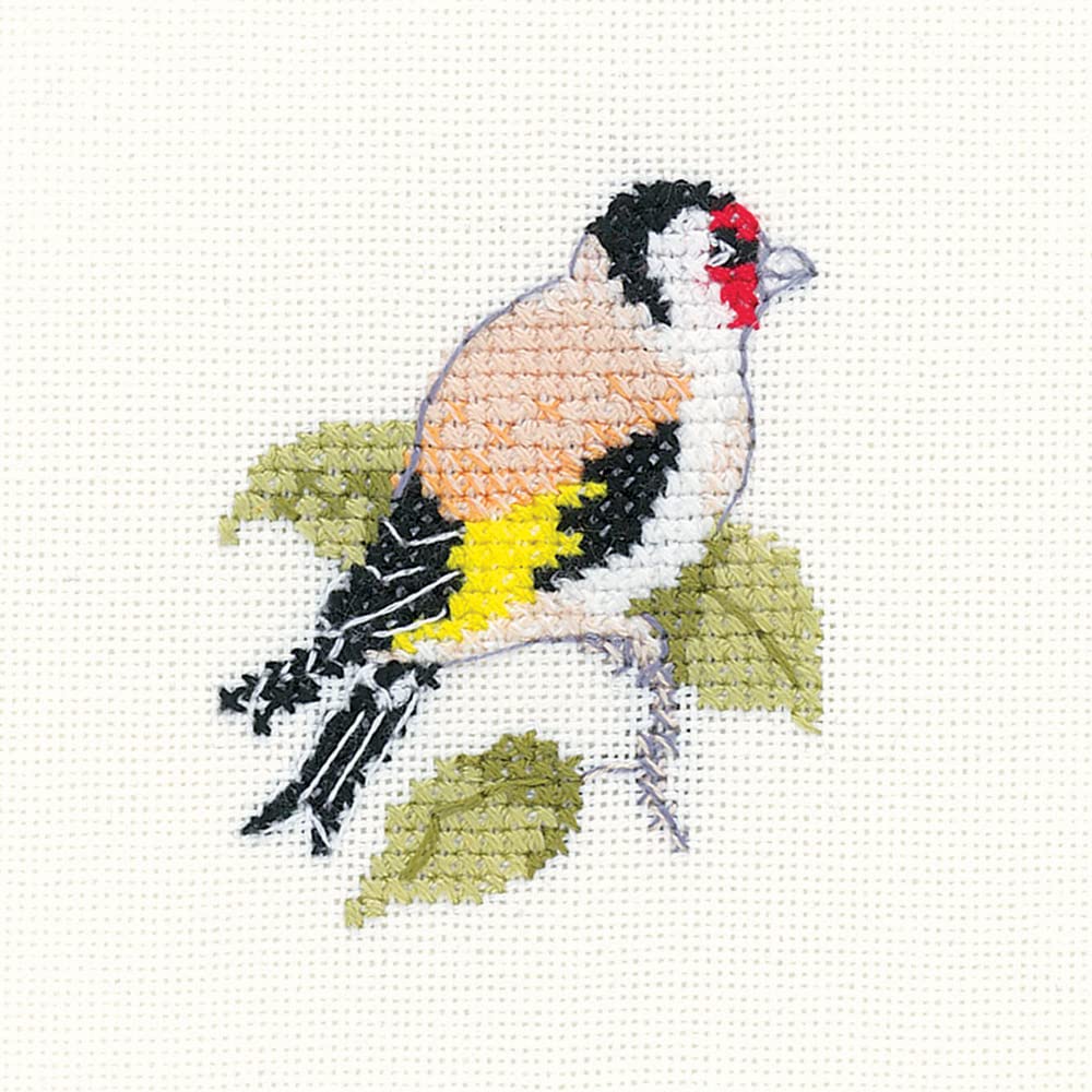Heritage Crafts Little Friends Cross Stitch Kit - Goldfinch, Bird