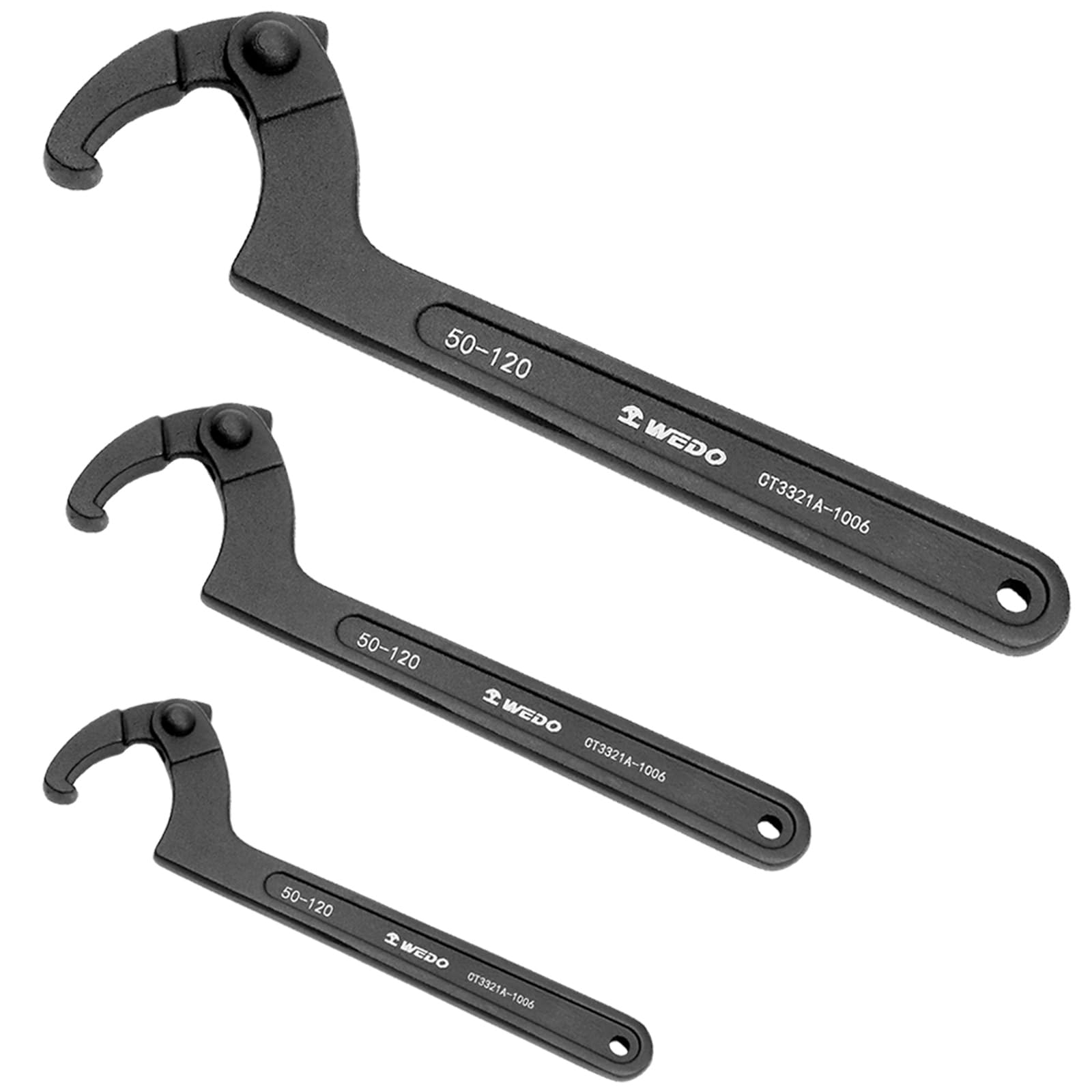 WEDO Clé à Crochet En Acier 40CRV Outil Clé En C,Clé à Ergot à Encoche,Taille 16 à 18 Mm,Longue 116mm,haute Résistance, Résistance à L' Usure, Noir Sur La Surface