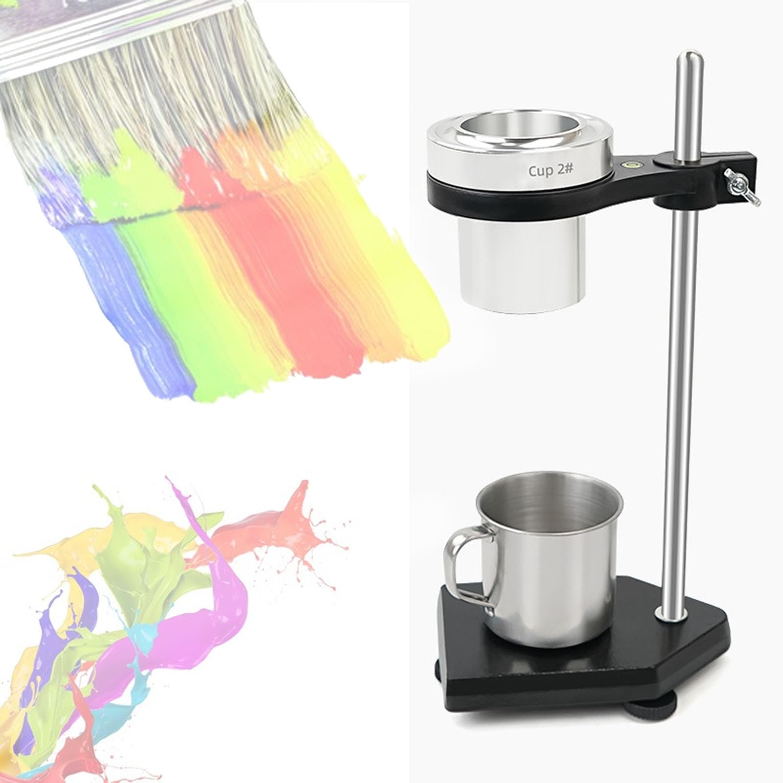 HKFGSHOP Viscosity Cup Viscometer, Viscosity Cup Liquid Flow Meter Liquid Viscosity Tester With Bracket, 10~1200cst Measuring Range, For Varnish, Lacquer, Ink, Latex Coatings Size 1/2/3/4/5 2