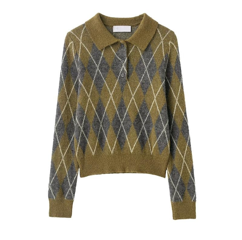 Winter Womens Sweater British High Street Fashion Geometric Jacquard Knitwear Pullover Sweater Short Tops Woman Clothing