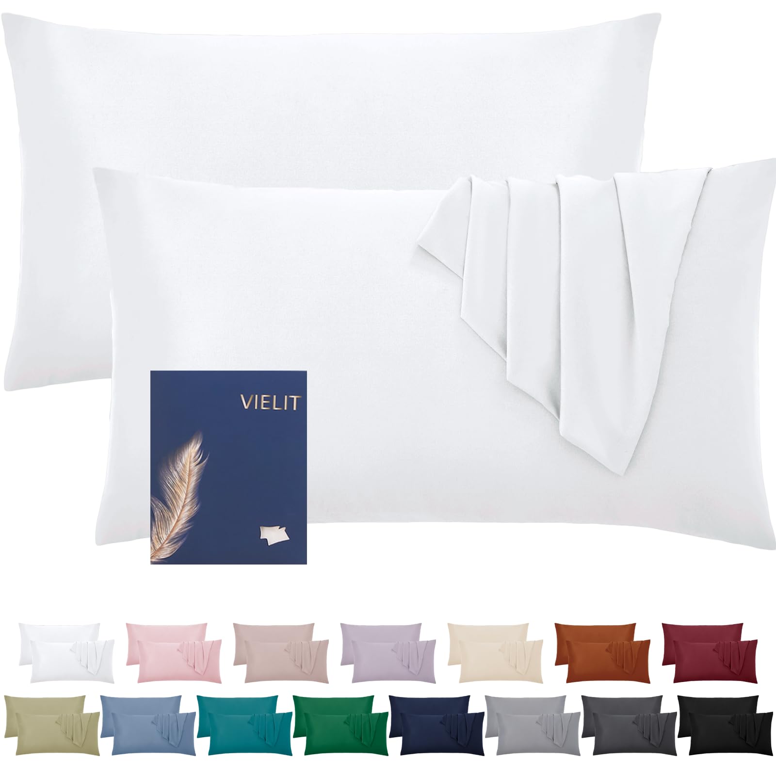 Vielit Cushion Cover 50 x 70 cm White Soft Pillow 50 x 70 cm Set of 2 Microfibre Decorative Cushion Cover for Cushions 50 x 70 cm Eco Certificate Resistant Hypoallergenic โ image 1