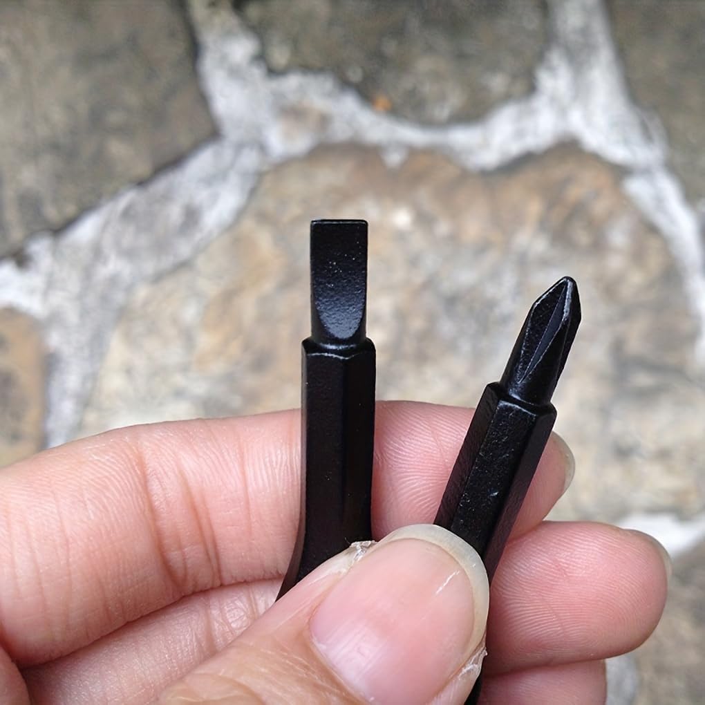 2PCS Multi-Functional Mini Pocket Screwdriver Set, Steel Phillips Slotted Head, Portable Key Ring Repair Tool for Outdoor Camping Accessories EDC Gear（Black）