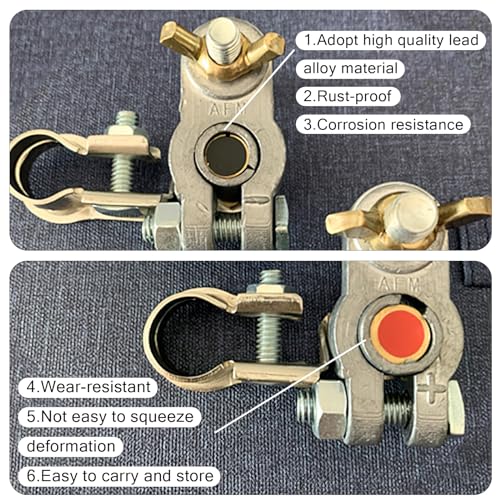 Ongfuwu 2 Pairs Battery Post Shims, Acouto Battery Terminal Shim, Negative & Positive Battery Terminal Shim Converters, Universal Car Battery Terminal Adaptors Anode Cathode Sleeves