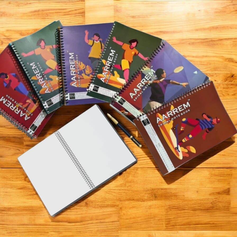 Image of A4 Spiral Notebook Set, Pack-3, 200 Pages Each, White Ring Binding, Plain /Unruled, 70 GSM Chlorine-Free Paper, 200 Total Pages