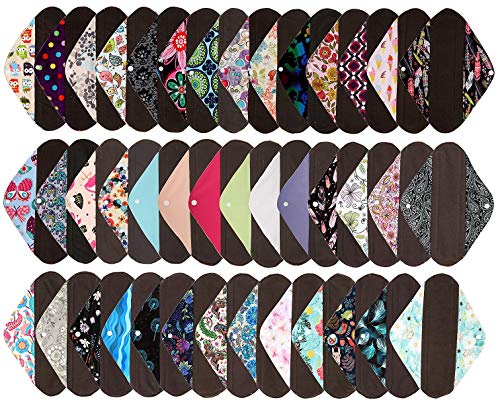6 Pieces 12 Inch Heavy Flow Charcoal Bamboo Mama Cloth/Menstrual Pads/Reusable Sanitary Pads - You Choose 6 Designs from 17 and Send Message to Me