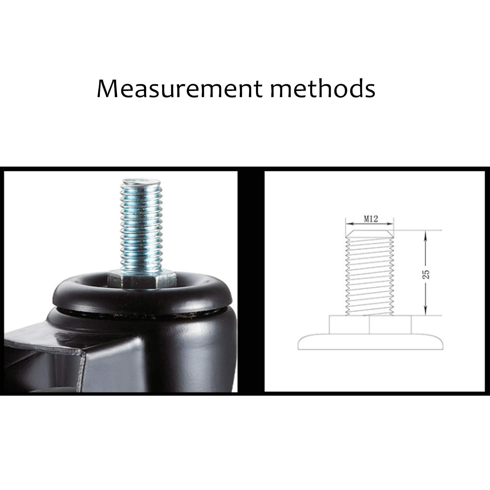 LUNEZY Roues pivotantes en TPR Robustes pour Chariots d'établi, roulettes de Rechange industrielles, Tige filetée M12 x 25 mm, Lot de 4 (Universal 100 mm/4in)