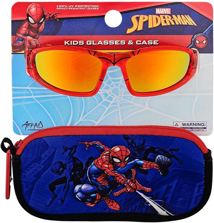 Arkaid Spider-Man Sunglasses with Case | Official Marvel Accessory Set | Safe UV 400 Lenses with Zip Protective Case for Kids - Image 6