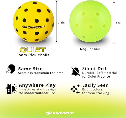 Miniatura 3 de Silent Pickleball Balls - Quiet Foam Pickleballs for Indoor and Outdoor Practice - Includes 3 Balls and Tube - 3 Pack Soft Pickleballs