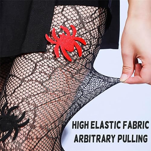 Image of CanB Skull Fishnet Stockings Sexy High Waist Tights Halloween Pumpkin Thigh High Pantyhose for Women