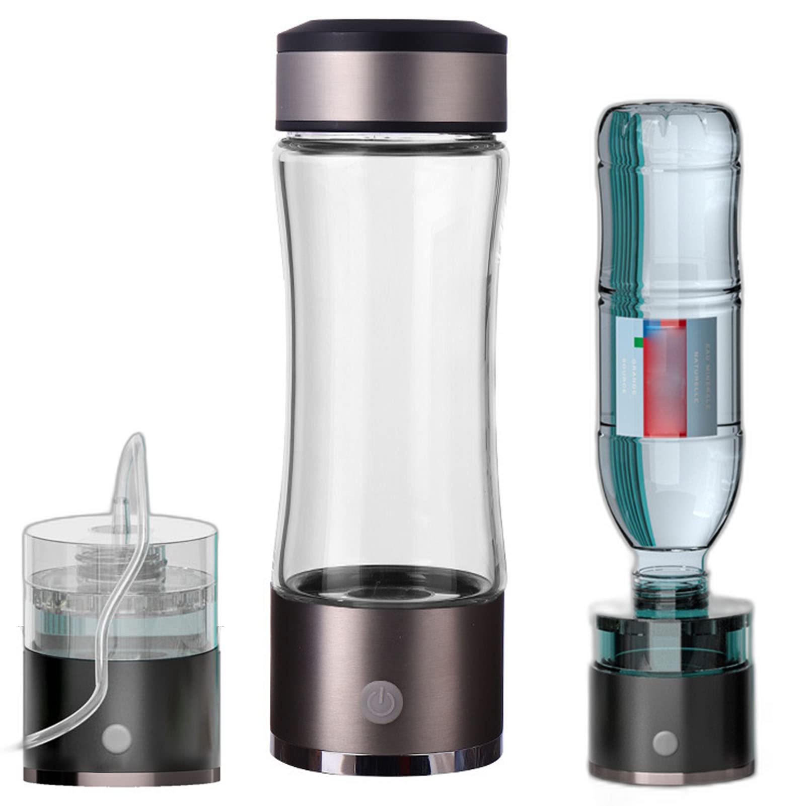 Générateur d'eau, Bouteille d'eau hydrogène Générateur d'eau hydrogène Ioniseur Produisez Une teneur hydrogène jusqu'à 1400-1700 PPB Décharge Haute Concentration et Chlore pour Voyages Randonnée Na