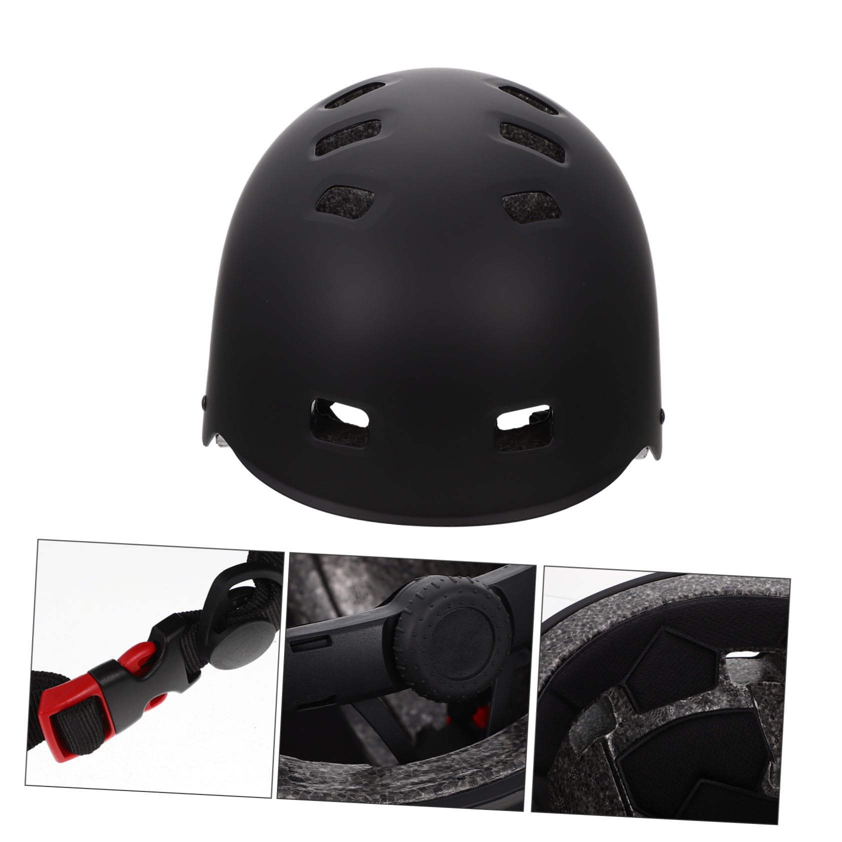 POPETPOP Casque de Skateboard Respirant Noir Taille M Casque de Protection Cyclisme Adulte Convient pour Roller Patin à roulettes et Trottinette Sportive