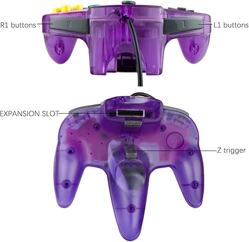 Vista 3 de ZeroStory Classic N64 Controller, Wired N64 Controller Upgraded Joystick for N64 Video Game Console (Transparent Green and Transparent Purple)
