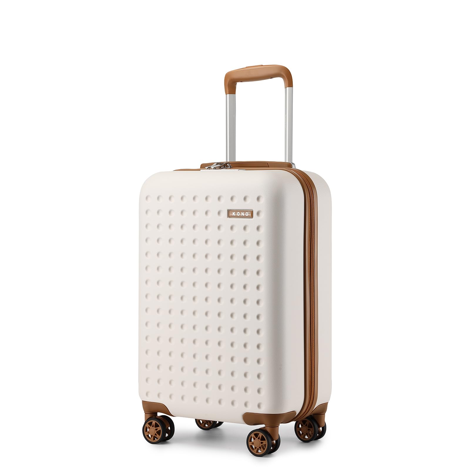 Kono Carry On Luggage 22x14x9 Airline Approved Lightweight Hardside Suitcase with Spinner Wheels Built-in TSA Lock Cream White