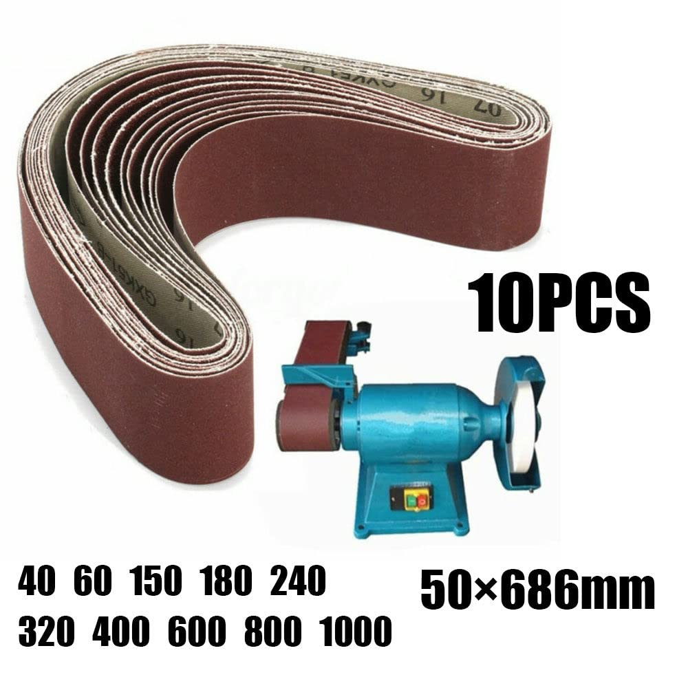 10 Stück 2 Zoll x 27 Zoll 50 x 686 mm Schleifband für Metall-Holz-Schleifschleifer 40-1000 Körnung Schleifbänder Polierwerkzeuge,h