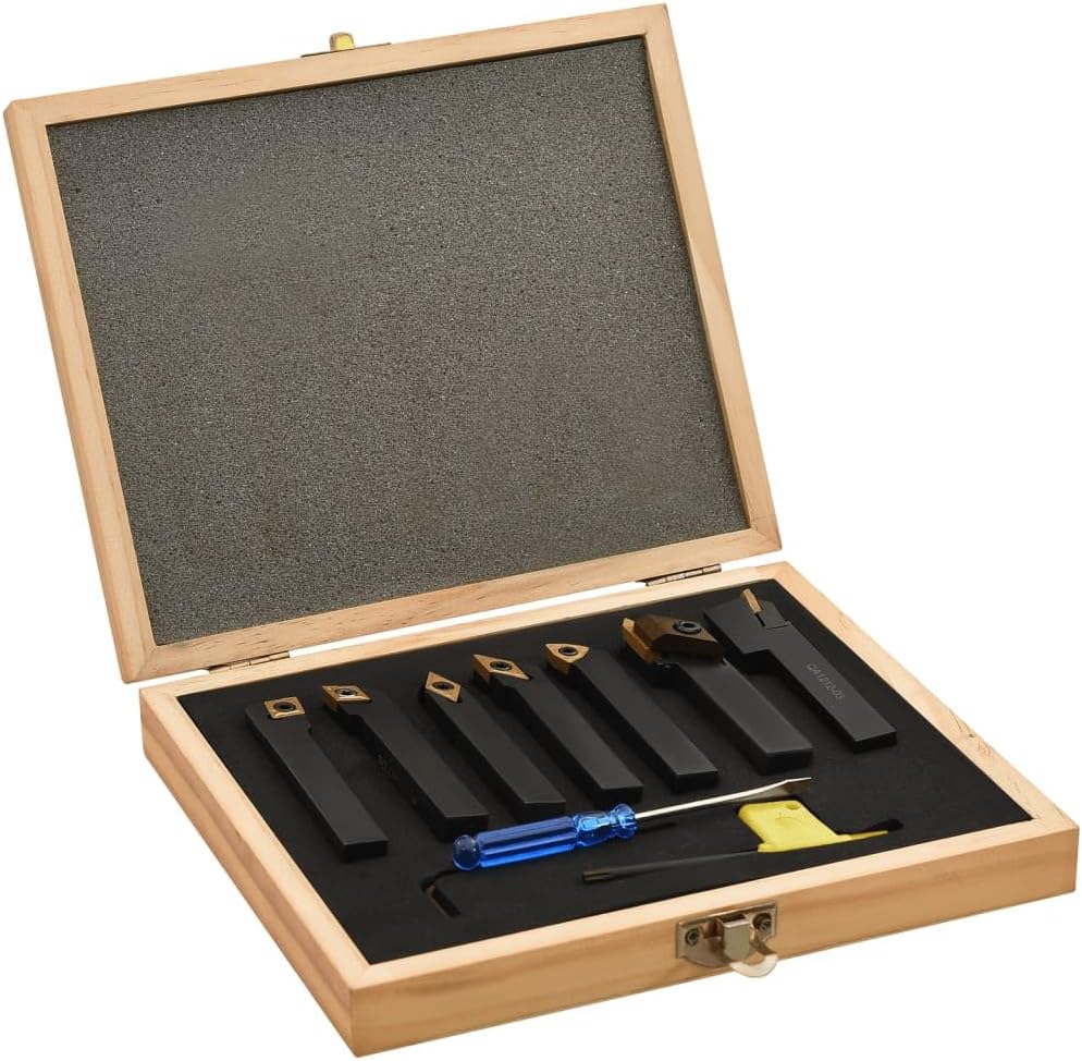 vidaXL Indexable Turning Tool Set 12 Pieces Lathe Tool Bit Thread Insert Threading Cutting Longitudinal Turning Hardware 12x12 mm 80 mm