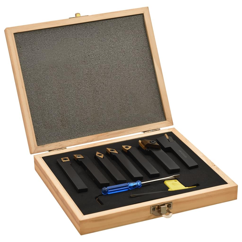 Drehmeißel-Set 12-tlg. mit Wendeplatten 12x12 mm für Metall- und Holzbearbeitung, inklusive Zubehör, ideal für Werkstatt, Baustelle, Heimwerker, langlebig, schwarz, 80 mm
