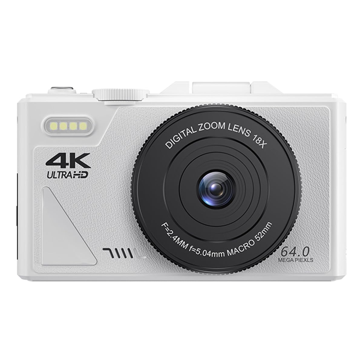 Appareil Photo Numérique 4K, Écran Rabattable de 3 Pouces, 64 MP UHD, Zoom 18x, Autofocus, Style Rétro Compact, Appareil Photo Portable